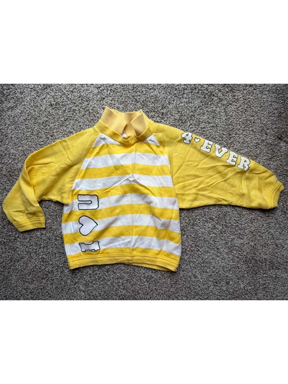 Vintage 90s yellow and white striped mock neck pullover top
